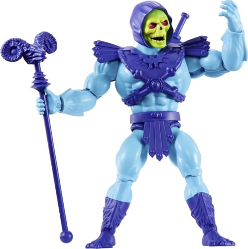 Image of Masters of The Universe Origins Action Figure Skeletor, 5.5 Inch 1980s Motu TV Villain, Detailed Design with Harness, Havoc Staff & Sword