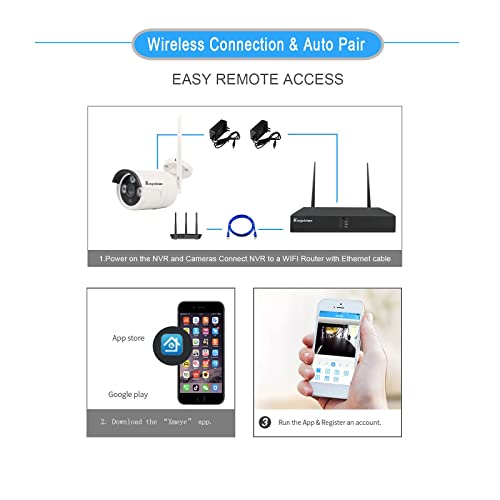 1296P Wifi Wireless Home Security Camera System, Kingvision 8Ch Nvr Video Surveillance Camera System Kit With 4Pcs 3.0Mp Waterproof Cctv Ip Cameras For Outdoor/Indoor #TOP2