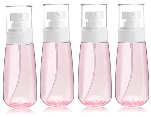 4Pcs Mini Spray Bottles Travel Size, 2oz/60ml Fine Mist Small Spray Bottles, Clear Plastic Empty Travel Spray Bottle Accessories, Small Refillable Liquid Containers Bottles (Pink)