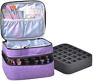 Double-Layer Nail Varnish Storage Case, Essential Oil Bag for for Nail Varnishes and Manicure, Nail Varnish Holder, Holds 30 Bottles (15ml - 0.5 fl.oz) (Purple)