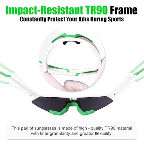 Image of X-TIGER Polarized Kids Sunglasses Youth Baseball Sunglasses UV400 Boys Girls Sports Sun Glasses for Softball Cycling Scooter