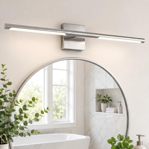 Image of 30 Inch Brushed Nickel LED Bathroom Vanity Light, 3CCT Dimmable