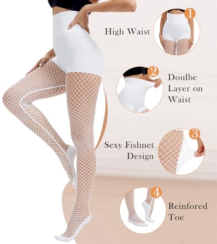 Image of Fishnet Stockings for Women Tummy Control Tights Shapewear Leggings Shaper | High Waist FishNet Pantyhose Retro Coarse Mesh High Elasticity Durable