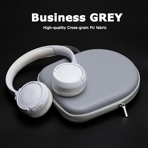 Image of Ginsco Headphone Case Compatible with JBL Tune 510BT /520BT /500BT /Junior 320, with Sony WH-CH520 /510, Ultra-Slim Hard Shell Waterproof Headphone Case for On Ear Headphones (Gray White)