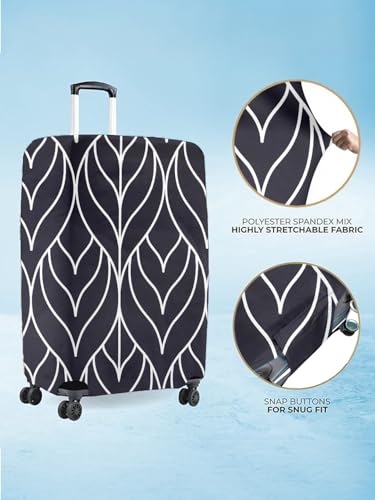 Image of Cortina Abstract Design Travel Suitcase Eco-Friendly Cover | Small | Fits 18-22 Inch Luggage | Polyester-Spandex | 55cm (20 inches) | Luggage Protectors | Anti Scratch /Dust | Pack of 1 | Black 1
