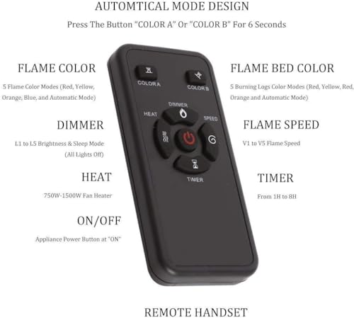 Image of R.W.FLAME Electric Fireplace Insert, Realistic Log Recessed Electric Stove Heater, 4 Color Adjustable Flames, Timer, 5 Brightness Settings, 750 /1500W Touch Screen, Remote Control (39''X27'')