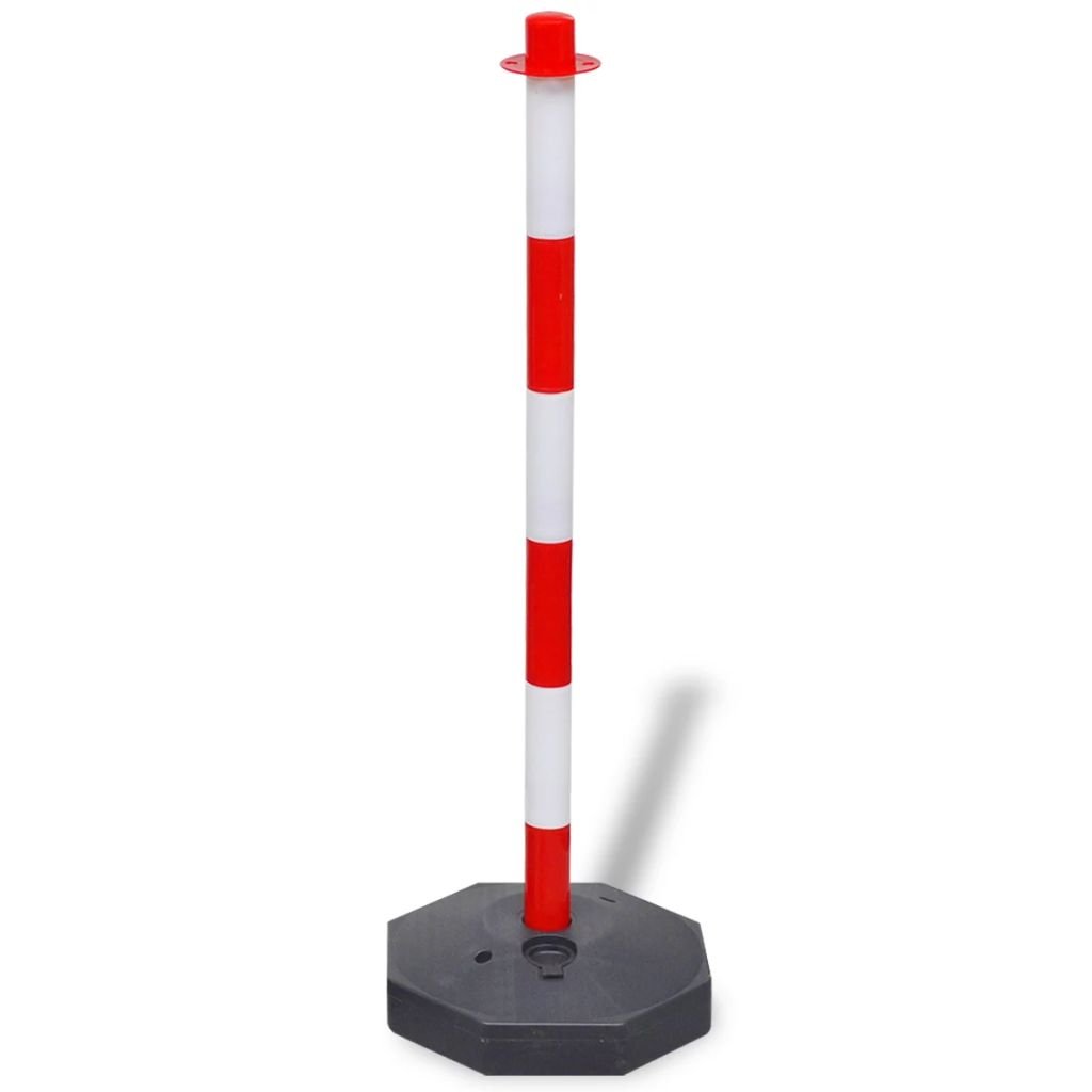 Juego de barrera de plástico rojo – 2 postes y cadena de 10 m para marcado de zonas, equipo de seguridad duradero para control de tráfico y soluciones de control de multitudes