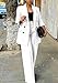 LROSEY Spring Women's 2 Piece Casual Outfits Long Sleeve V Neck Blazer Jackets High Waisted Wide Leg Pants Suit Sets White