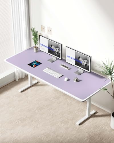 Image of YSAGi Leather Desk Protector, Office Mat, Large Mouse Mat, Non-Slip PU Leather Blotter, Laptop Desk Mat, Waterproof Writing Pad for Office and Home(Light Purple, 63 inch x 24 inch)