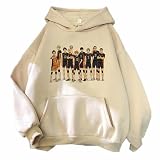 Anime Haikyuu!! Sudadera con capucha con estampado de dibujos animados KARASUNO Club, sudaderas sueltas unisex utilizadas para fanáticos del manga, cosplay o regalo, Beige 1, L