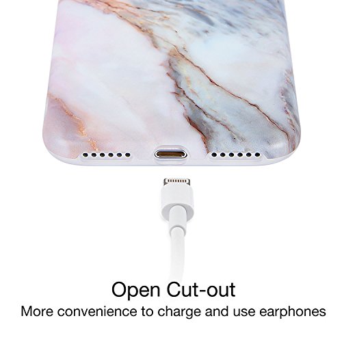 Iphone 8 Case, Iphone 7 Case, Imikoko™ Flexible Tpu Case Print Crystal For Iphone 7 4.7" - White Marble Pattern Slim Fit Snap On Hard Shell Back Case For Iphone 7 Pink #TOP2