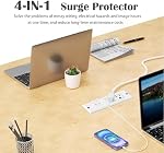Recessed Power Bar, Embedded Power Strip with 2 AC & 2 USB Ports, 4.92ft Cord, Multi Prise, Surge Protector Smart Power Bar for Dorm Essentials, Home Improvement, Sleek Socket Extension Cord