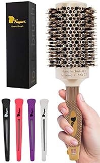 Fagaci Professional Large Round Brush for Blow Drying with Natural Boar Bristle, Round