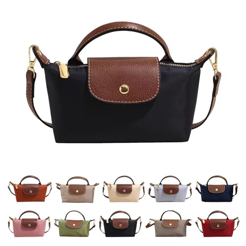 Mini Crossbody Bag for Women - Adjustable Strap Shoulder Purse, Small Spacious Tote with Zipper Pockets for Phone Wallet Keys 7.5in Black