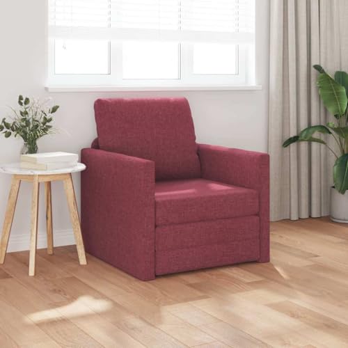 Nqyjm Sofá Cama con cojín Rojo Vino Tinto 74 x 77 x 81 cm Tela Sofa de Salón, Sillón Cama, para Oficina Dormitorio Salón