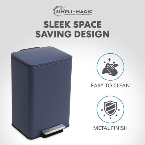 Image of SIMPLI-Magic 50L / 13.2 Gallon Kitchen Trash Can - Soft-Close Lid, Hands-Free Step Pedal, Stainless Steel Garbage Can with Odor Filter, Smudge-Resistant Finish