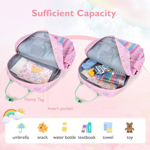 Mommore Kids Backpack Girls, Durable Large Toddler Bookbag With Double Handles, Water Resistant Rainbow Backpack With Chest Strap For Preschool Kindergarten Travel thumb #5
