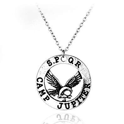 Camp Jupiter Aigle senatus populusque Romanus – Collier Femme – La dernière Olympian Camp sang Aigle à l'intérieur Pendentif en boîte cadeau