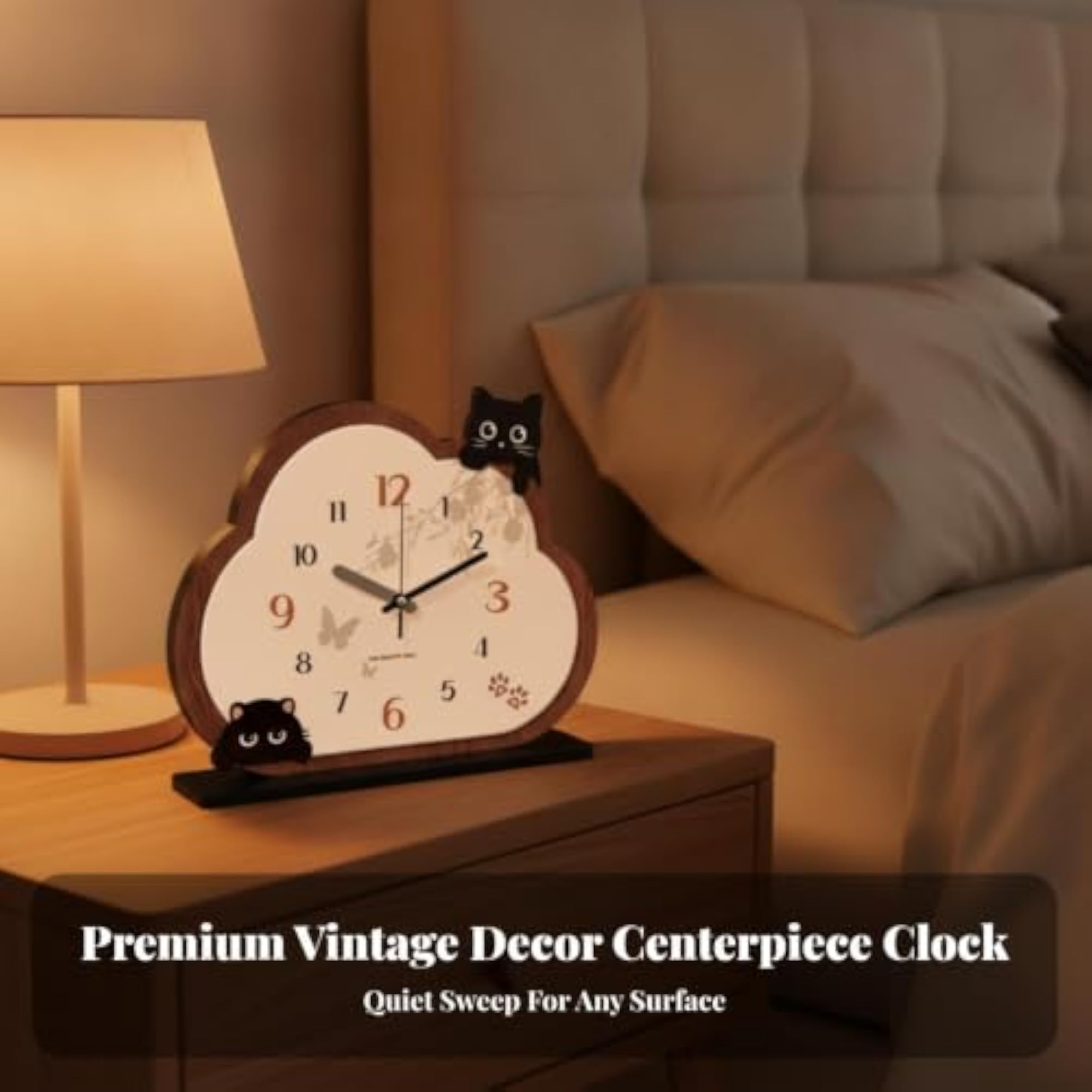 Analog Cumulus Clock with Cat Figures