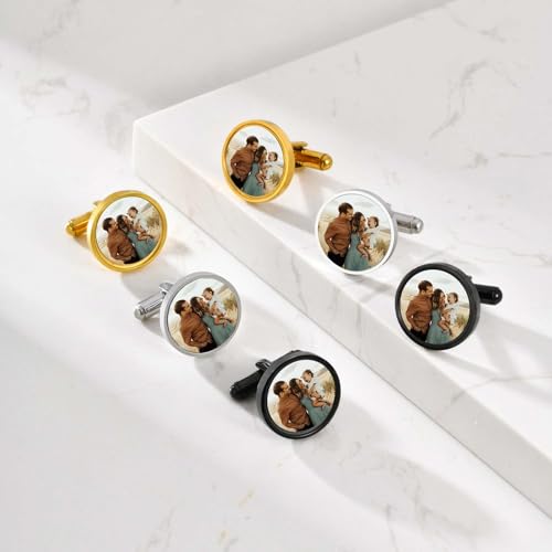 Gemelos personalizados con foto para hombre acero inoxidable miniatura 6