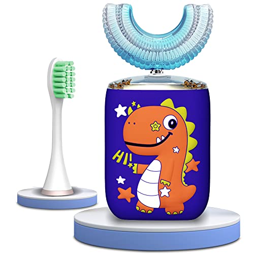 Image of KRX Kids Electric Toothbrush U-Shaped Ultrasonic Automatic Toothbrush With 2 Brush Heads Six Cleaning Modes(Orange)