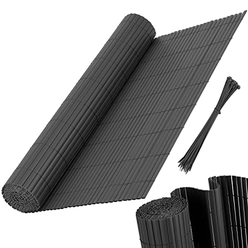 KESSER® Pare-Vue en PVC de Clôture Pare-Vue Revêtement de Balcon Paravent Lames renforcées résistantes aux intempéries, pour Jardin, Balcon, avec Attaches-câbles, Noir,90 x 400 cm