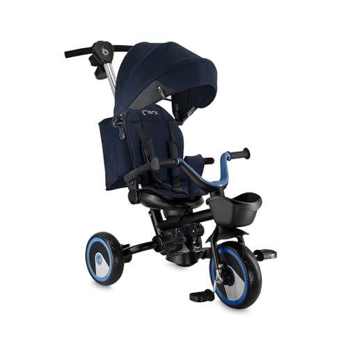 Triciclo Infantil MoMi IVI, Triciclo con Asiento 360°, arnés de 3 Puntos, reposapiés, Capota, Ruedas de EVA, Manillar Ajustable, Bolsa extraíble y Cesta para Juguetes