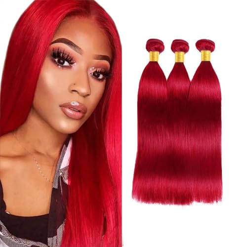 Red Bundles Human Hair Burgundy Straight Bundle 14 16 18 Inch Brazilian Virgin Remy Hair 3 Bundles Braight Red Straight Bundle Hair Extensions 300g