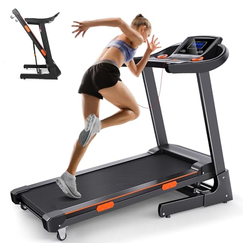 3.5HP Treadmill with Auto Incline, 320 lb Capacity, 17.3″ Wide Belt, Electric Folding Treadmill for Home, Walking & Running Machine with Handle Bar, LCD Screen