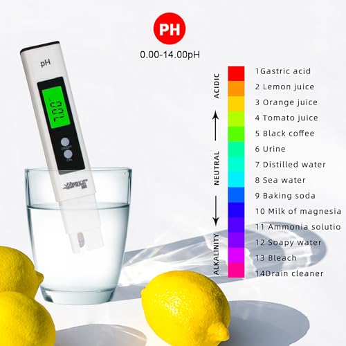 digital ph meter - high accuracy digital water quality tester with 0-14 ph measurement range for household drinking pool and aquarium with atc