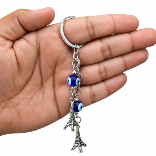 Image of GJ Premium Turkish Evil Eye Keychain for Car, Bike & Home | Nazar Protection Keychain, Good Luck Charm | Spiritual Metal Key chain for Men & Women