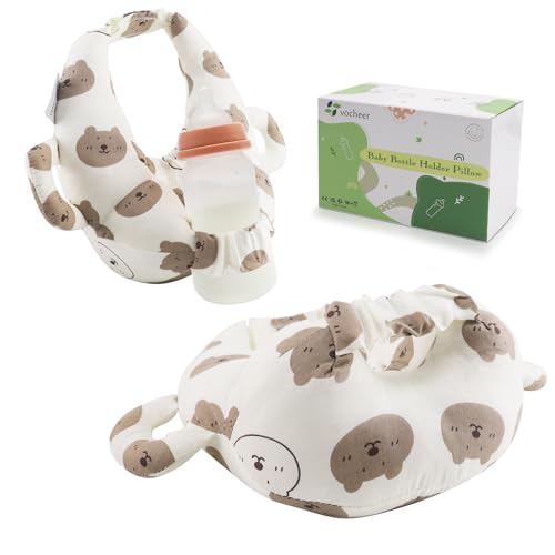 Image of vocheer Baby Bottle Holder, Portable Support Pillow for Newborns, Baby Breastfeeding Pad, Bottle Support Cushion (White Bear)