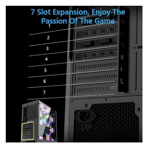 Gabinete XLTFUC Mid-Tower para computadora compatible con ATX y Micro-ATX, admite 8 ventiladores ARGB, USB2.0-USB3.0-HD Audio, panel lateral de vidrio templado, soporte para enfriamiento por agua (Negro) miniatura 3