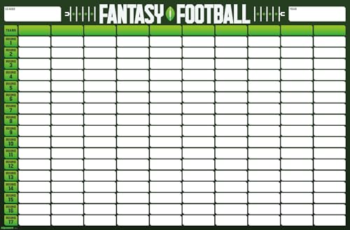 Trends International Fantasy Football 10 Team Draft Board Wall Poster, 34L x 22.4W, Premium Unframed Version