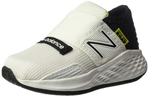 New Balance Kid's Fresh Foam Roav V1 Running Shoe, White/Black/Bleached Lime GLO, 6