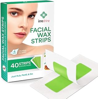 Wax Strips, Wax strips for Hair Removal, Facial wax strips, hair removal For Women, Body Wax Strips, Rose scent Wax Strips, At Home Waxing Kit with 40 Wax Strips + 4 Calming Oil Wipes