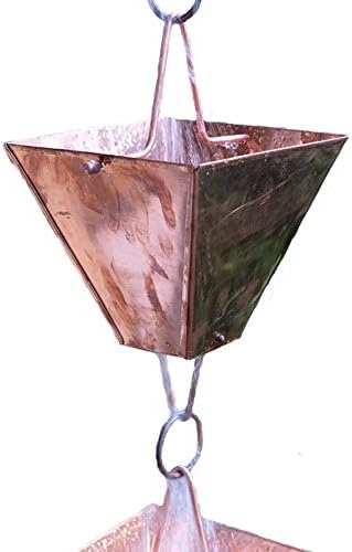 Vista 8 de Nutshell Stores Cadena de lluvia de copas cuadradas extra grandes, bronce, 8 pies