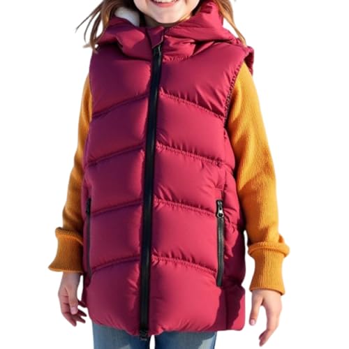 Puffer Vest Girls Sleeveless Winter Down Jacket Warm Thicken Puffy Outerwear Vests with Hood Zip Up Quilted Jackets2