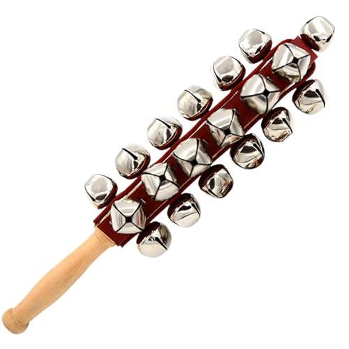 Handheld Sleigh Bells - Wooden Jingle Hand Bell | Jingle Bells Stick with Wooden Handle | Wood Hand Rattle Sticks | Handheld Bells Rattles Toy | Hand Jingle Bells For Dancing, Concerts, Birthday