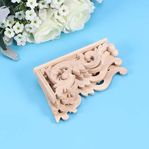 4Pcs Wood Carved Corner Onlay Unpainted Applique European Style Door Cabinet Decoration Appliques For Furniture,Corner Molding Trim (13 * 7Cm) #TOP4