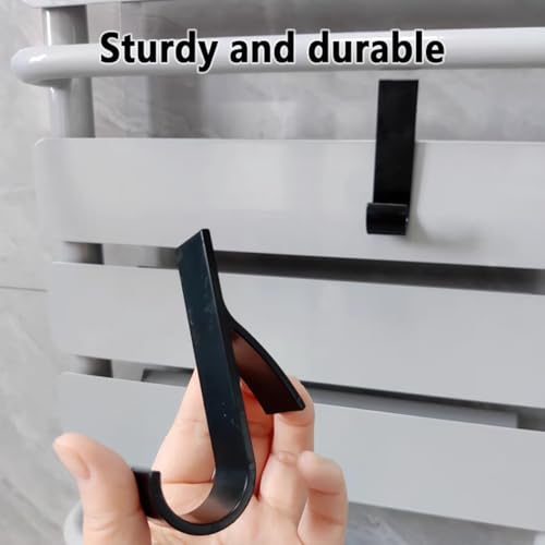 XXLKVSK 8 Pcs Round Radiator Hooks Plastic Towel Radiator Brackets Hooks Radiator Hanger Removable Over Radiator Towel Rail Hooks for All Standard Radiators (Black) - Image 4