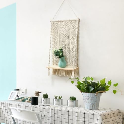 Tapisserie macramé 45x80cm beige tissée main pour déco bohème - 4