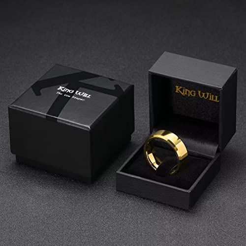 Image of King Will Tungsten Carbide Wedding Band for Men Women-4 /6 /8mm Width 14K Gold Plated Tungsten Wedding Ring Matte Brushed & High Polished Style Comfort Fit Wedding Band Size 6-14