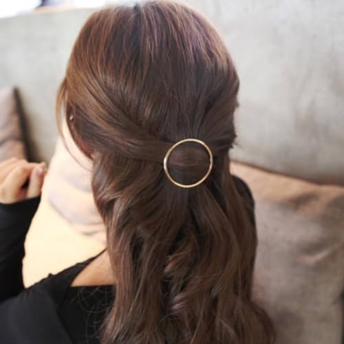 HSIXHAF 1 pcs Kreis Haarspange Hohl Rund Gold Haarklammer Haarnadel Minimalistische Bobby Pin Rost- und korrosionsbeständige Haarnadel aus Legierung für Gilrs und Frauen, Mit Samtbeutel
