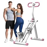 Stair Stepper for Home Gym, Foldable Full Body Exercise Climbing Machines, Vertical Climber Workout Machine with Resistance & Adjustable Handles, Frame Stable (Pink)