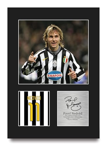 HWC Trading Pavel Nedved Juventus Regalos Impresos Imagen De Autógrafo Firmado Para Los Aficionados Al Fútbol Y Partidarios - A4 Retrato