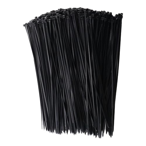 alwaiiz 500 Pièces Serre Cable 250mm x 3mm, Autobloquant Collier Serrage Plastique, UV Serre Flex Noir Pour la Gestion des Câbles, Décoration de Jardin