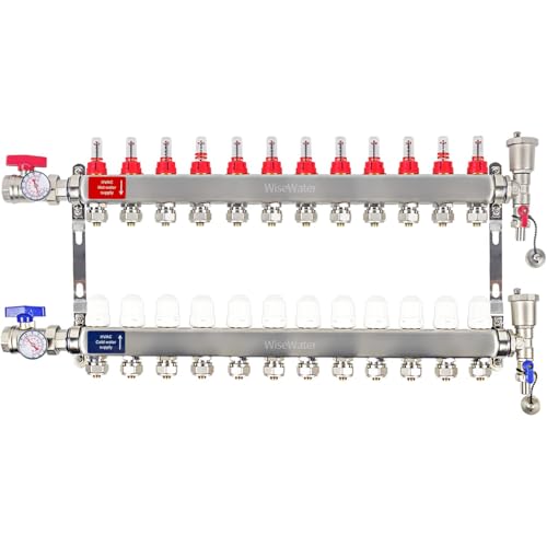 AB 12 Loop PEX/Radiant Manifold, 1/2 Inch Compatible Outlets...