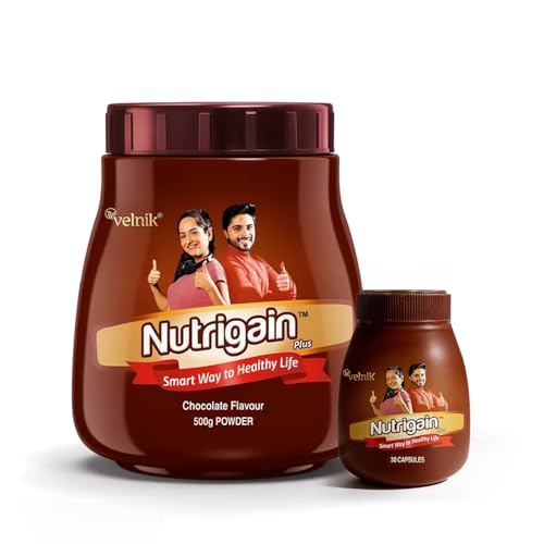 Image of Ayurvedic Weight Gainer Supplement Powder and Capsules 500 Gm Powder & 30 Capsules combo