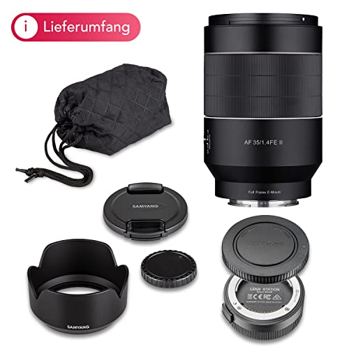 Samyang AF 35 mm F1.4 II FE para Sony E + Estación de Lentes Samyang – Objetivo Gran Angular Autofocal de Formato Completo y Focal Fija para Cámaras Sin Espejo Sony E Mount + Base de Soporte - Fernando Cortés